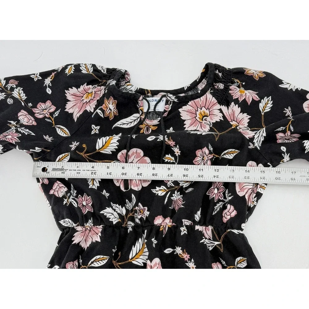 Old Navy Girls Floral‎ Print Dress Black Pink Bohemian Size L (10-12)